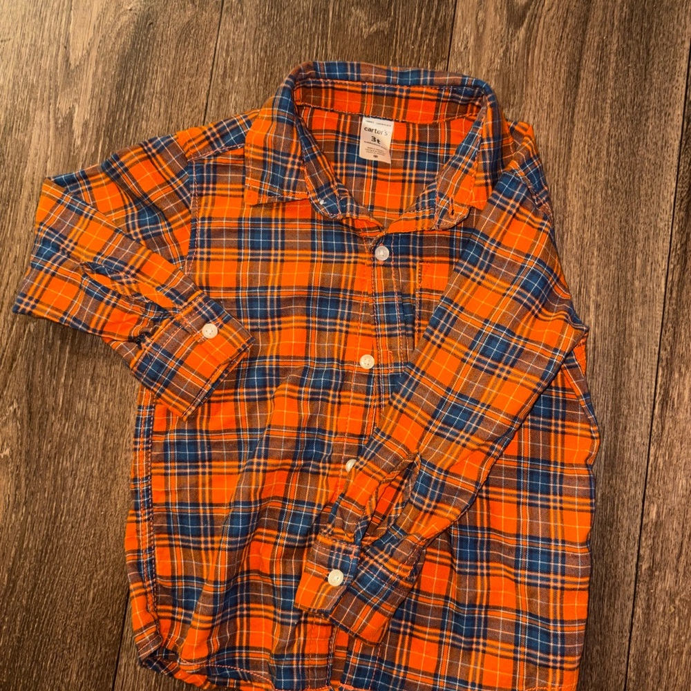 Carter's Orange and Blue Plaid Button Down Shirt